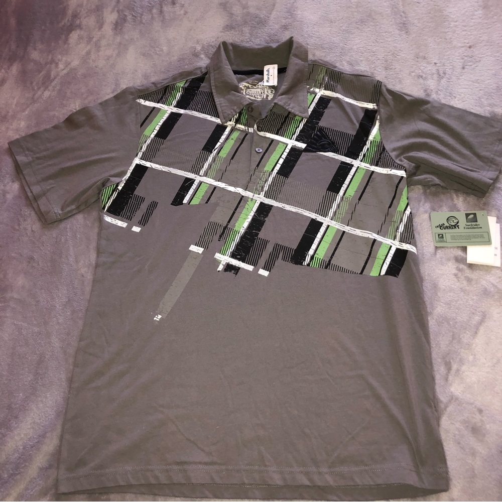 Ocean current grey/ green/ white tee/t-shirt/short sleeve